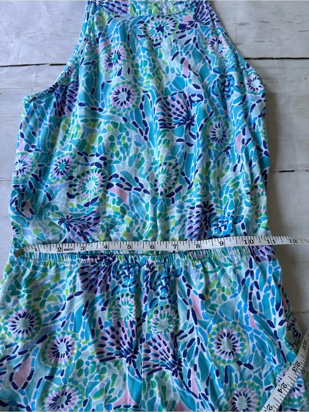 Lilly Pulitzer Girls Brienne Romper 8-10 blue green lilac